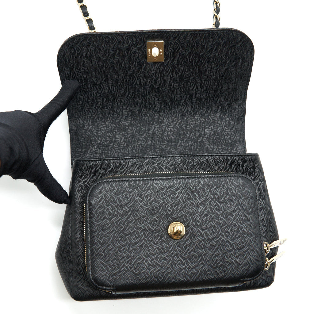CHANEL MEDIUM BUSINESS AFFINITY CAVIAR BLACK LGHW