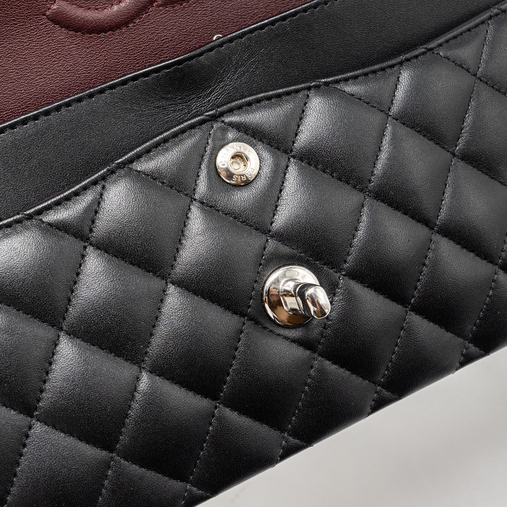 CHANEL SMALL CLASSIC DOUBLE FLAP BAG LAMBSKIN BLACK SHW (MICROCHIP)