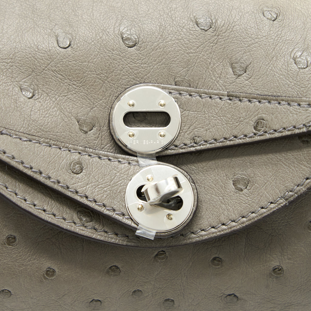 HERMES MINI LINDY OSTRICH 81 GRIS TOURTERELLE SHW