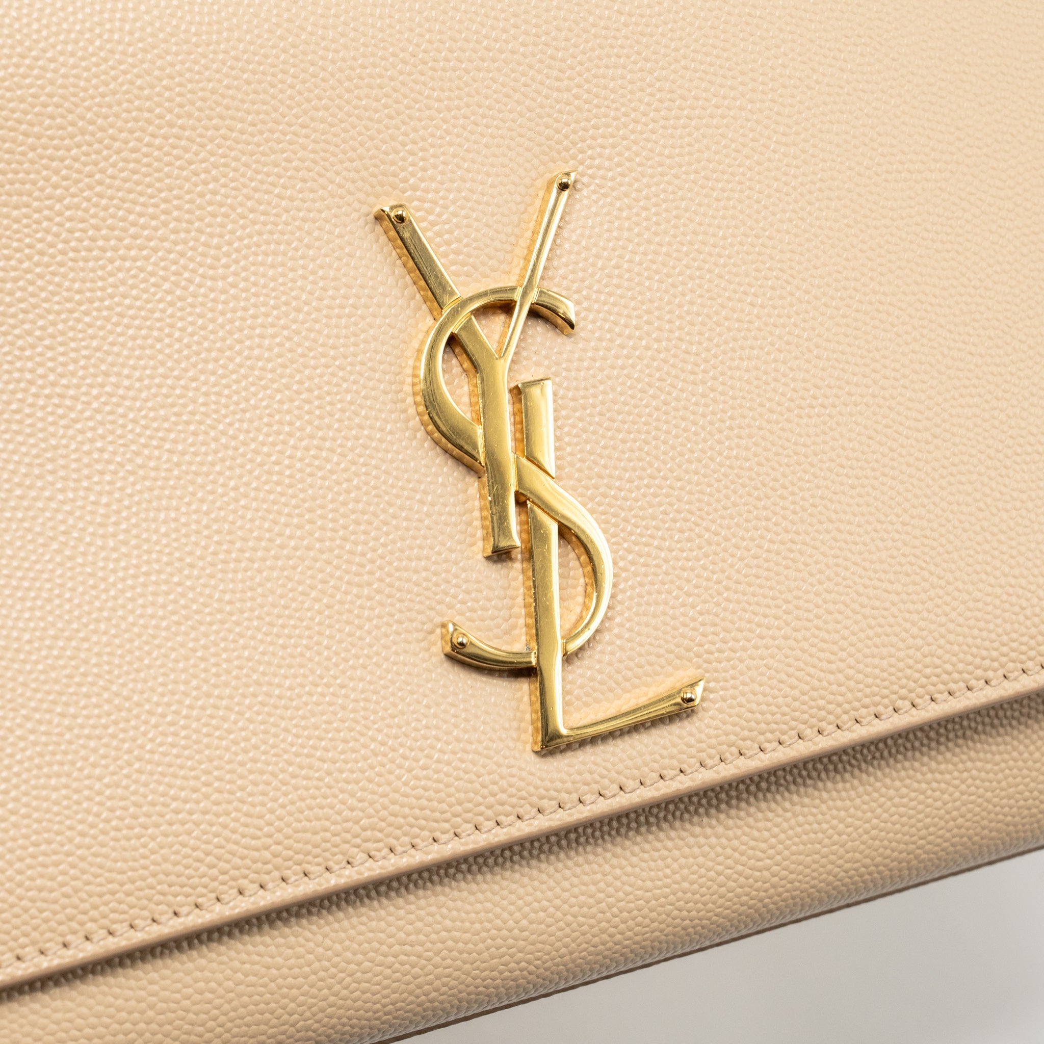 SAINT LAURENT/YSL KATE MEDIUM GRAINED CALFSKIN DARK BEIGE GHW