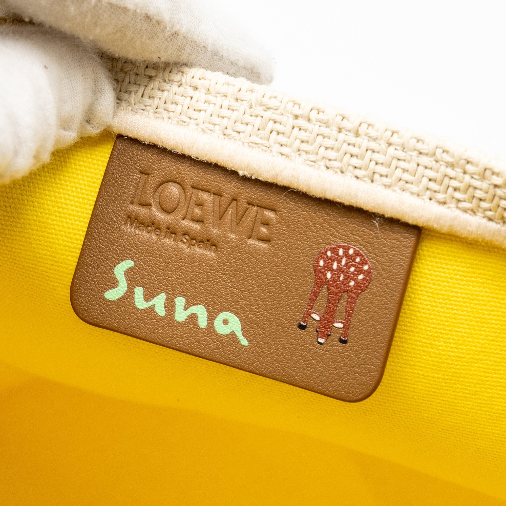 LOEWE SUNA FUJITA LIMITED EDITION MEDIUM PUZZLE FOLD TOTE BAG CANVAS/LEATHER BEIGE/MULTICOLOUR