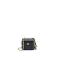 CHANEL PEARL CRUSH MINI VANITY WITH CHAIN LAMBSKIN BLACK GHW (MICROCHIP)