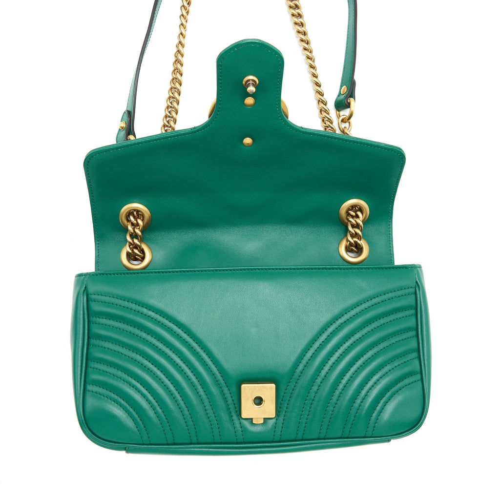 GUCCI SMALL MARMONT BAG GREEN GHW