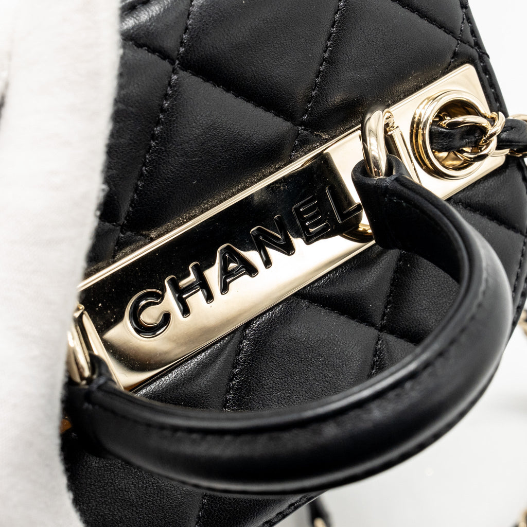 CHANEL TRENDY CC ROUND VANITY CASE CROSSBODY BAG LAMBSKIN BLACK LGHW