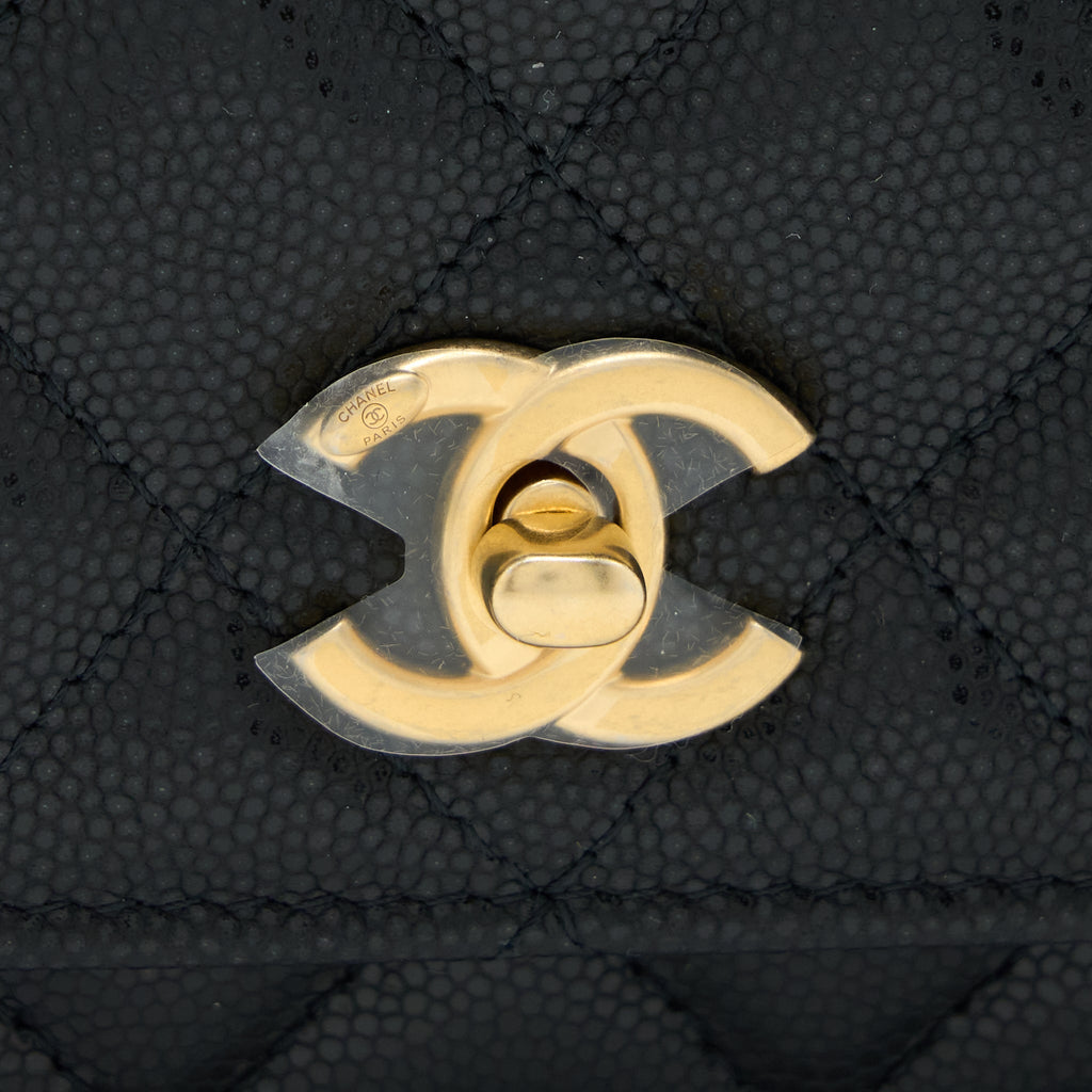 CHANEL 22A TWIST YOUR BUTTON WALLET ON CHAIN CAVIAR BLACK GHW (MICROCHIP)