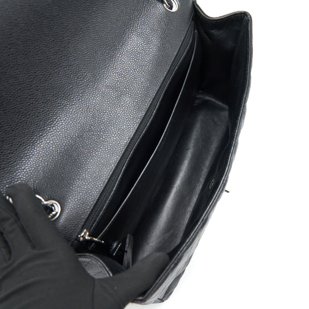 CHANEL CAVIER CLASSIC MAXI SINGLE FLAP BAG BLACK SHW
