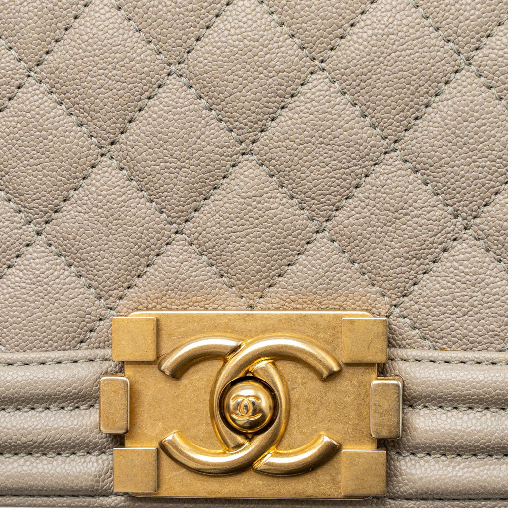 CHANEL SMALL BOY BAG CAVIAR LIGHT GREY GHW