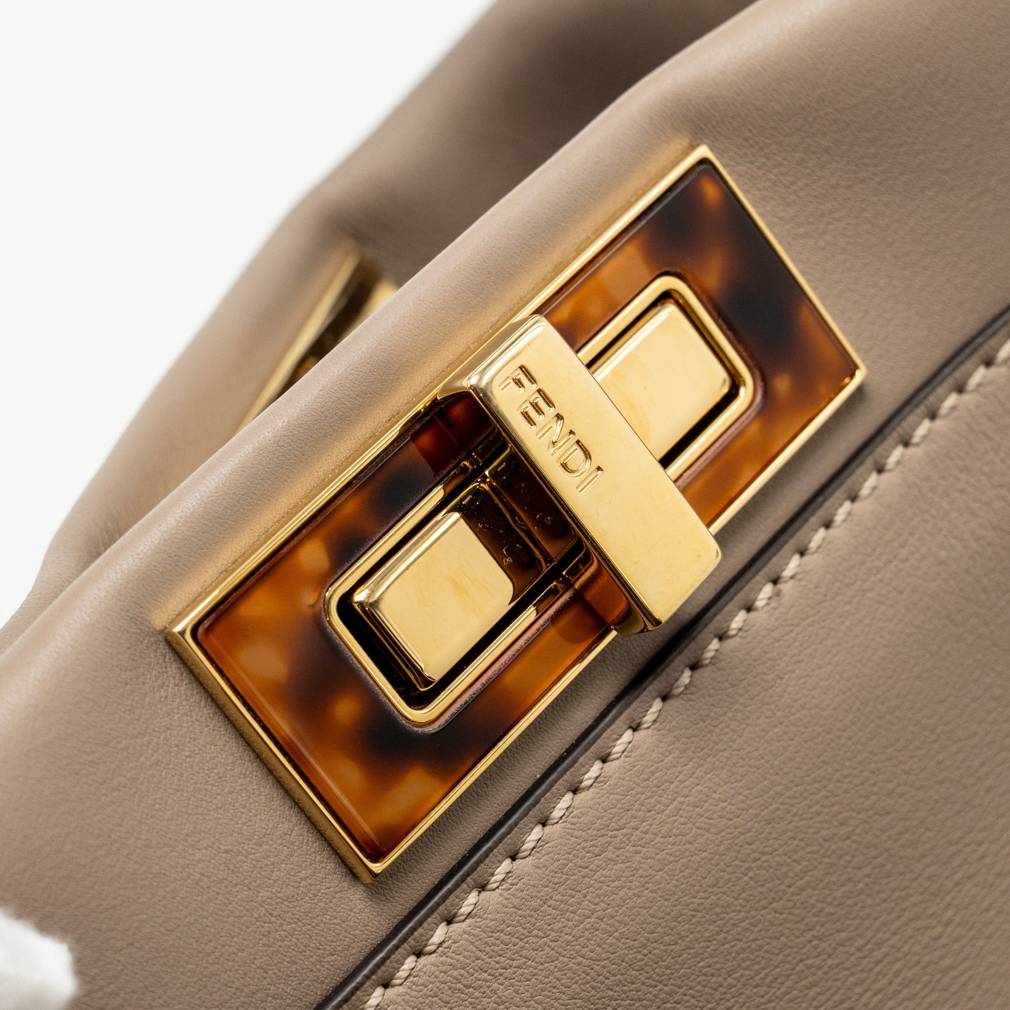FENDI MEDIUM PEEKABOO BAG CALFSKIN BEIGE GHW
