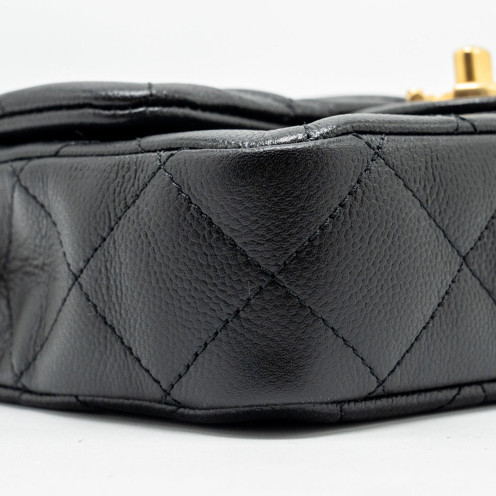CHANEL COCO LOVE MINI FLAP BAG ADJUSTABLE CHAIN CAVIAR BLACK GHW (MICROCHIP)