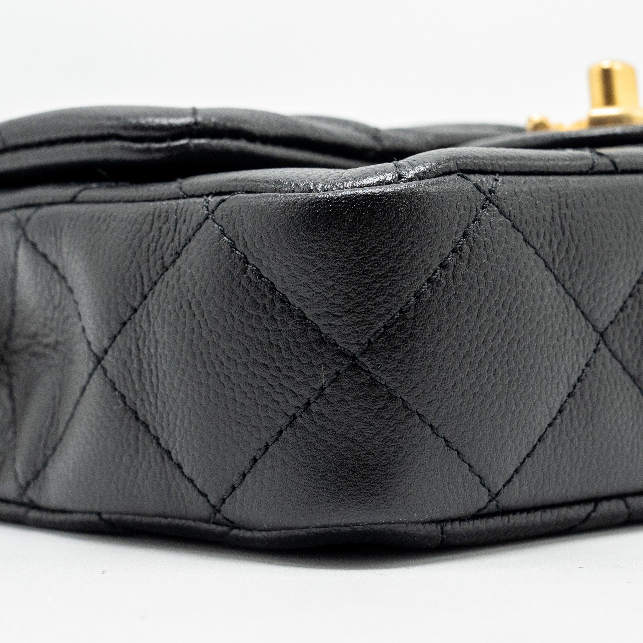 CHANEL COCO LOVE MINI FLAP BAG ADJUSTABLE CHAIN CAVIAR BLACK GHW (MICROCHIP)