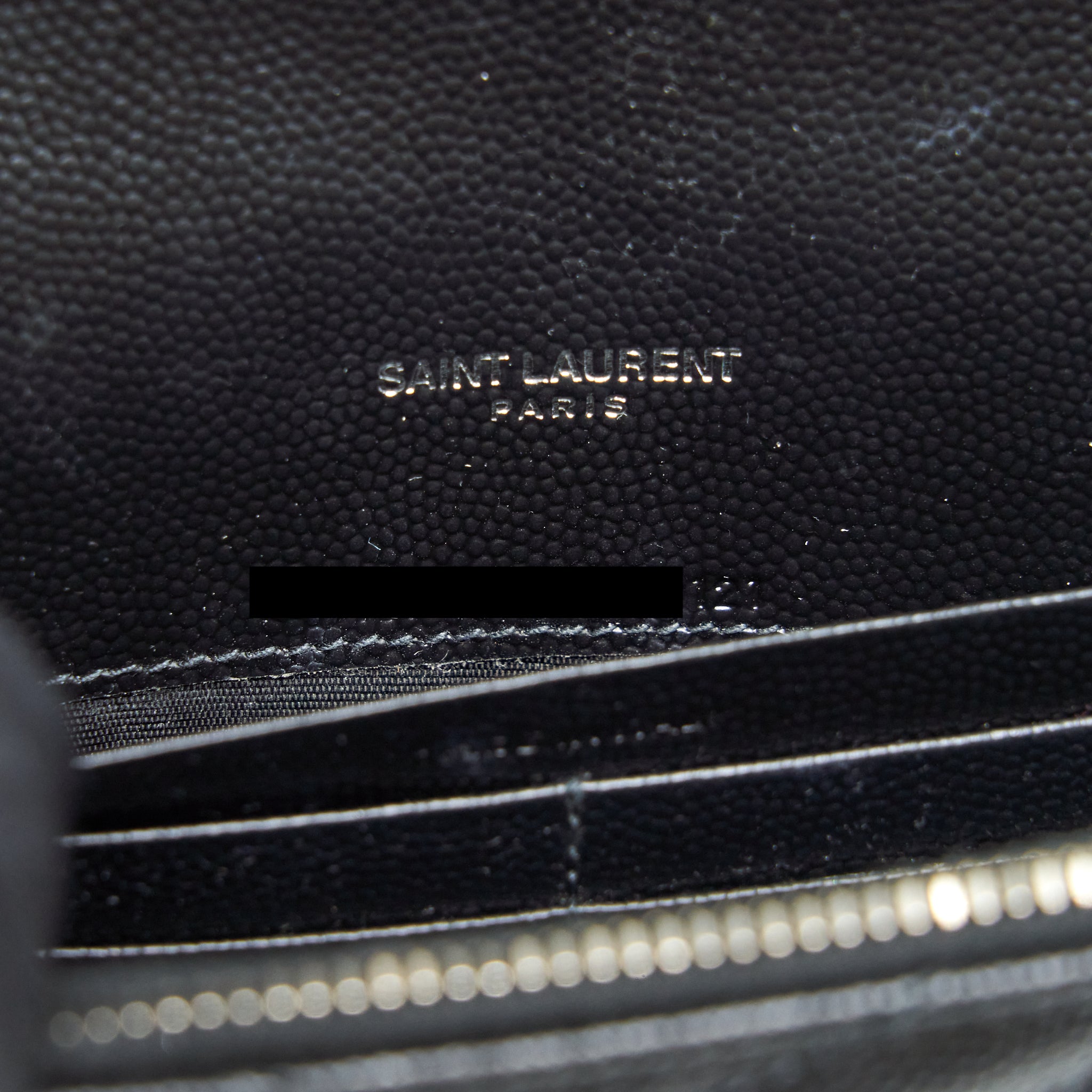 SAINT LAURENT/YSL CASSANDRA MATELASSE ENVELOPE CHAIN WALLET GRAINED CALFSKIN BLACK SHW