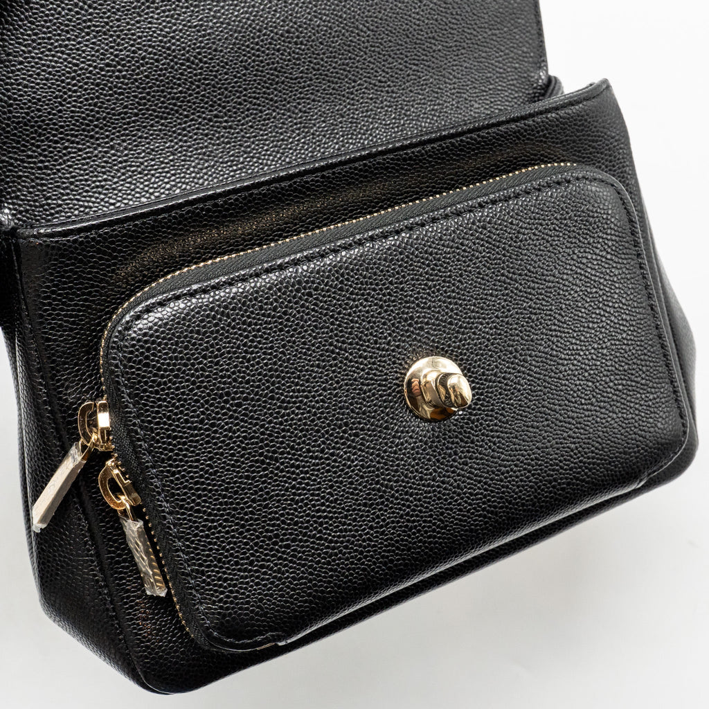 CHANEL SMALL BUSINESS AFFINITY CAVIAR BLACK LGHW (MICROCHIP)