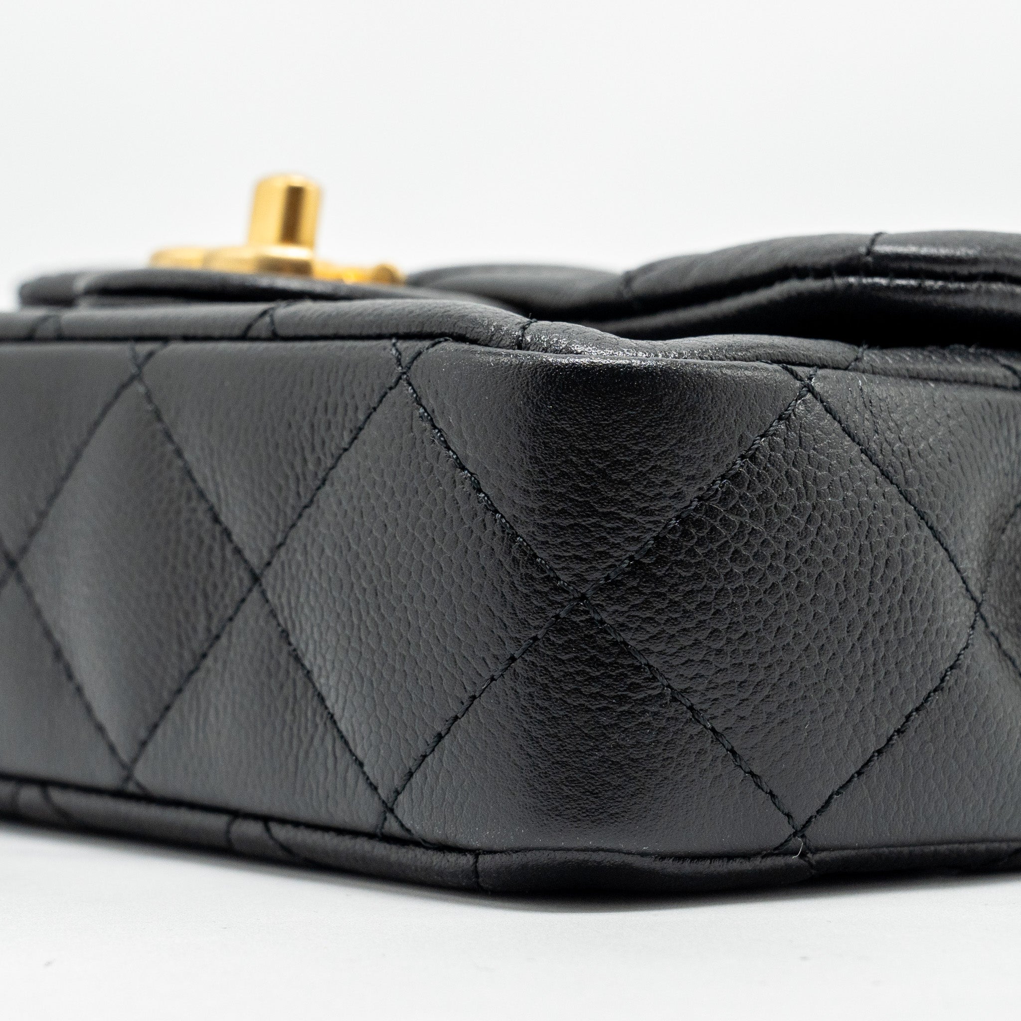 CHANEL COCO LOVE MINI FLAP BAG ADJUSTABLE CHAIN CAVIAR BLACK GHW (MICROCHIP)