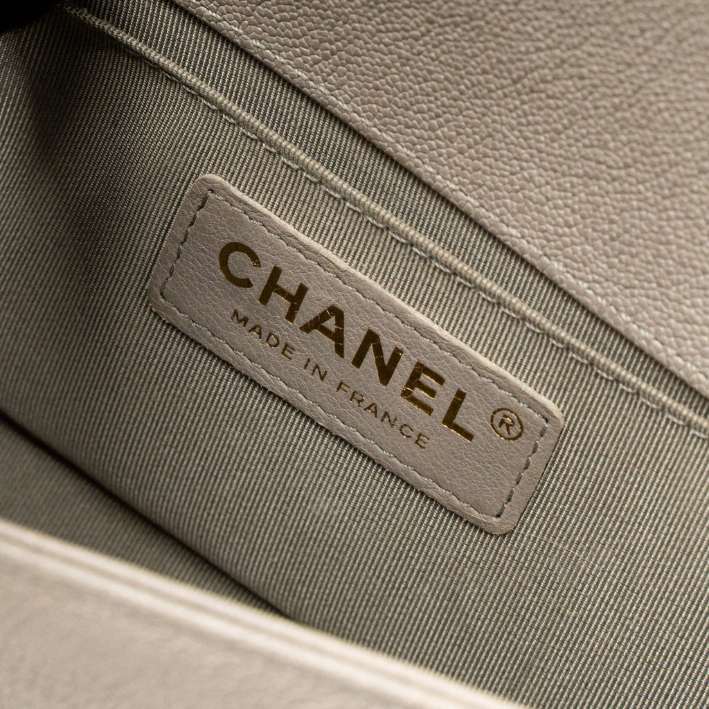 CHANEL SMALL BOY BAG CAVIAR LIGHT GREY GHW