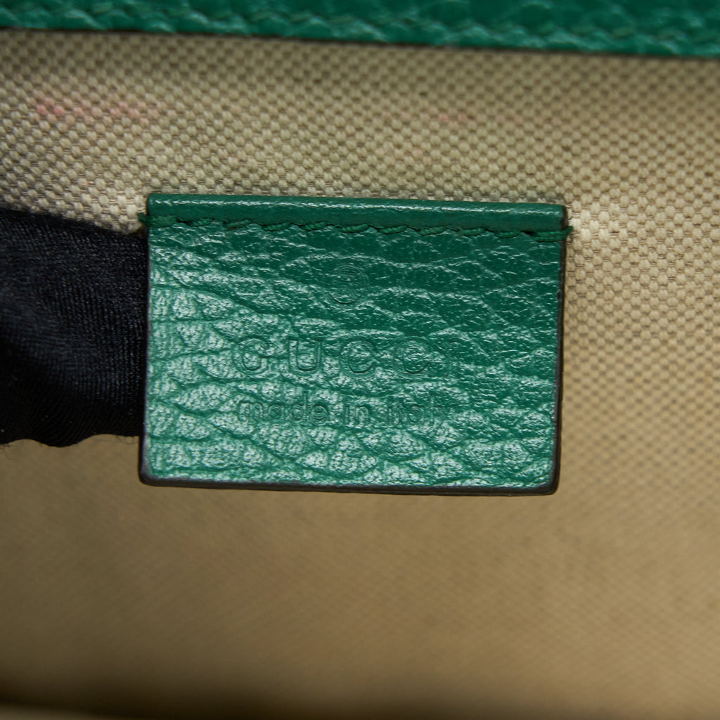 GUCCI DIONYSUS GG CALFSKIN GREEN RUTHENIUM HARDWARE
