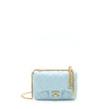 CHANEL 22P SEASONAL MINI SQUARE FLAP BAG LAMBSKIN LIGHT BLUE GHW