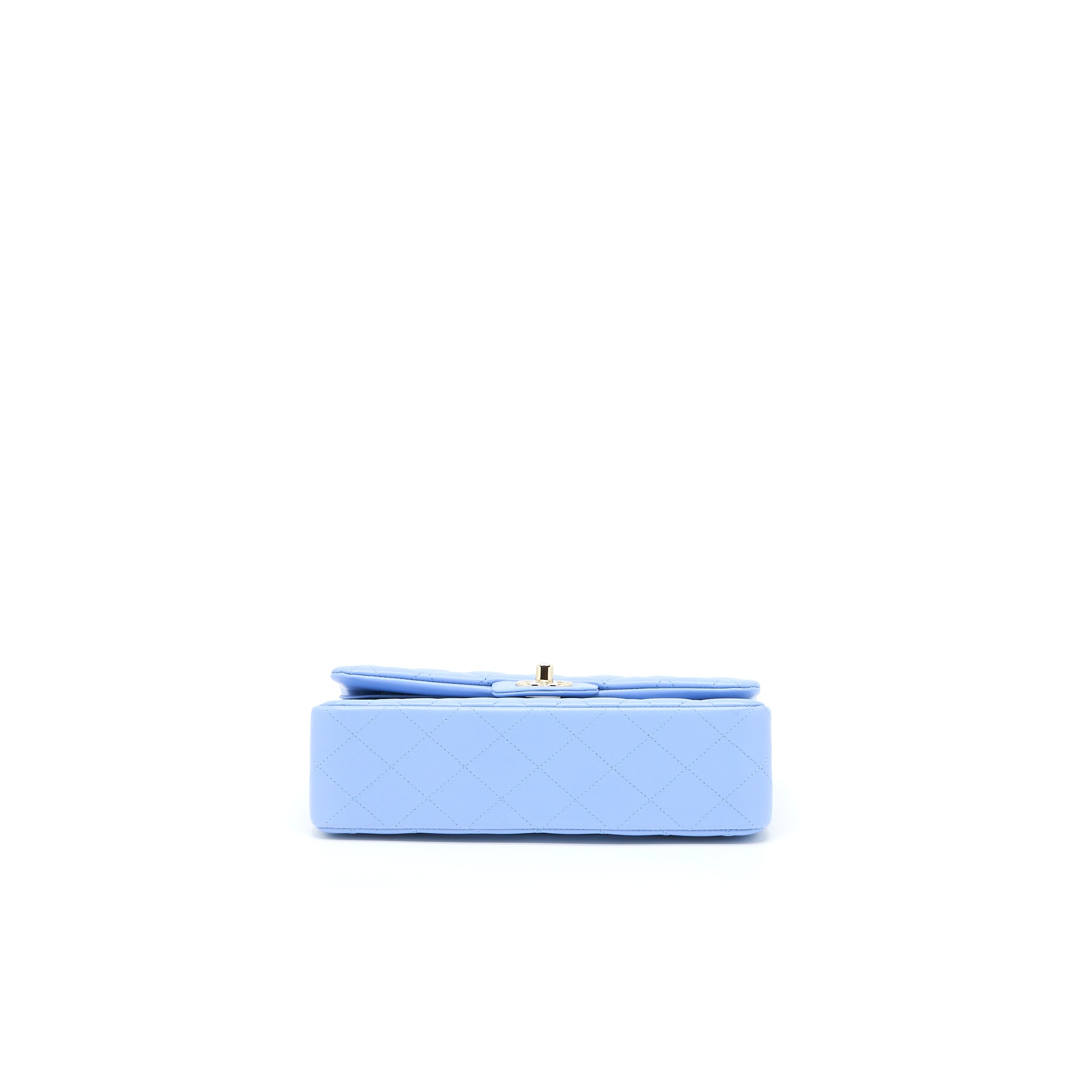 CHANEL SMALL CLASSIC DOUBLE FLAP BAG LAMBSKIN BLUE LGHW