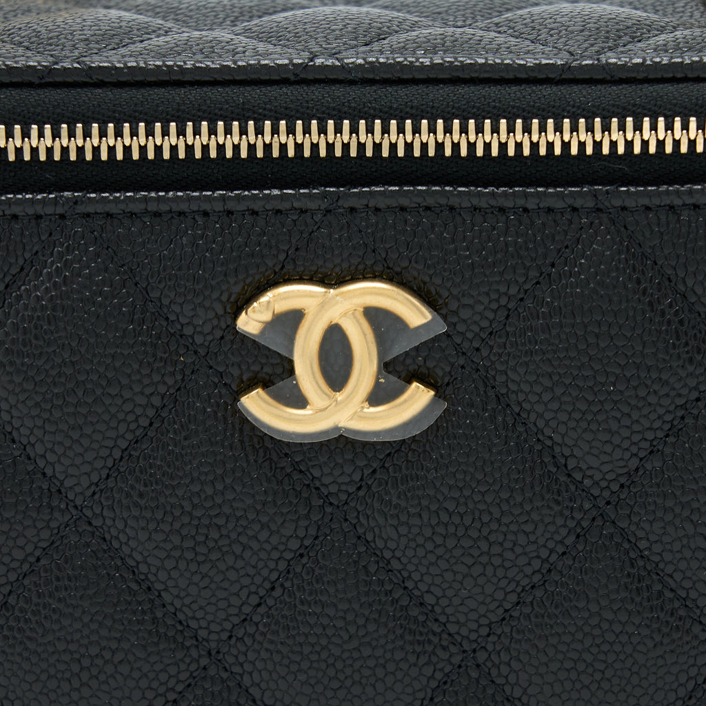 CHANEL 23P COCO LOVE LONG VANITY CAVIAR BLACK BRUSHED GHW (MICROCHIP)