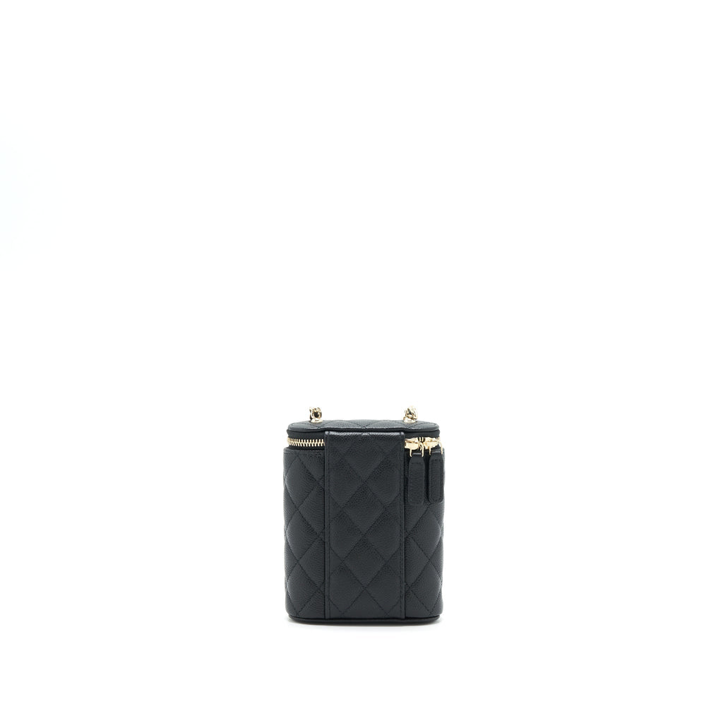 CHANEL 22P VERTICAL MINI VANITY WITH CC LOGO CHAIN CAVIAR BLACK LGHW