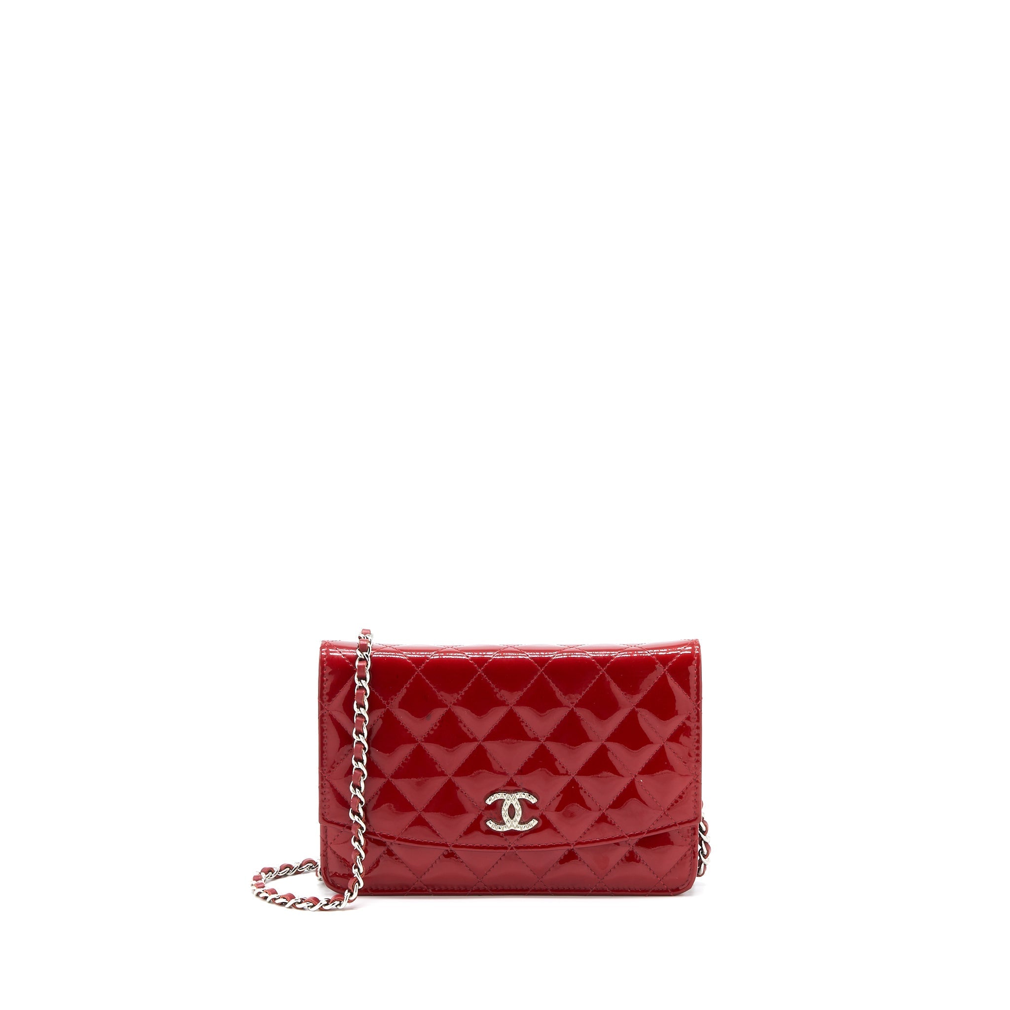 CHANEL WALLET ON CHAIN PATENT RED SHW