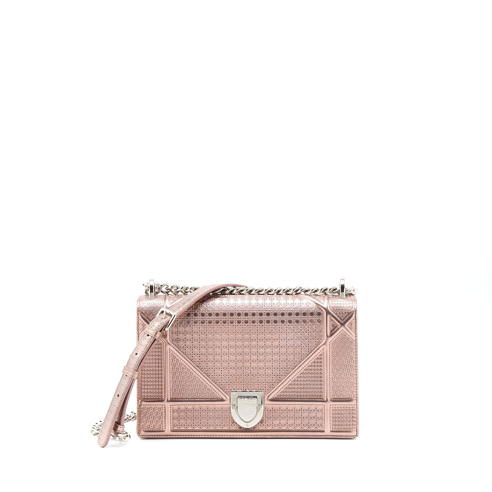 DIOR MEDIUM DIORAMA CANNAGE CALFSKIN METALLIC PINK SHW