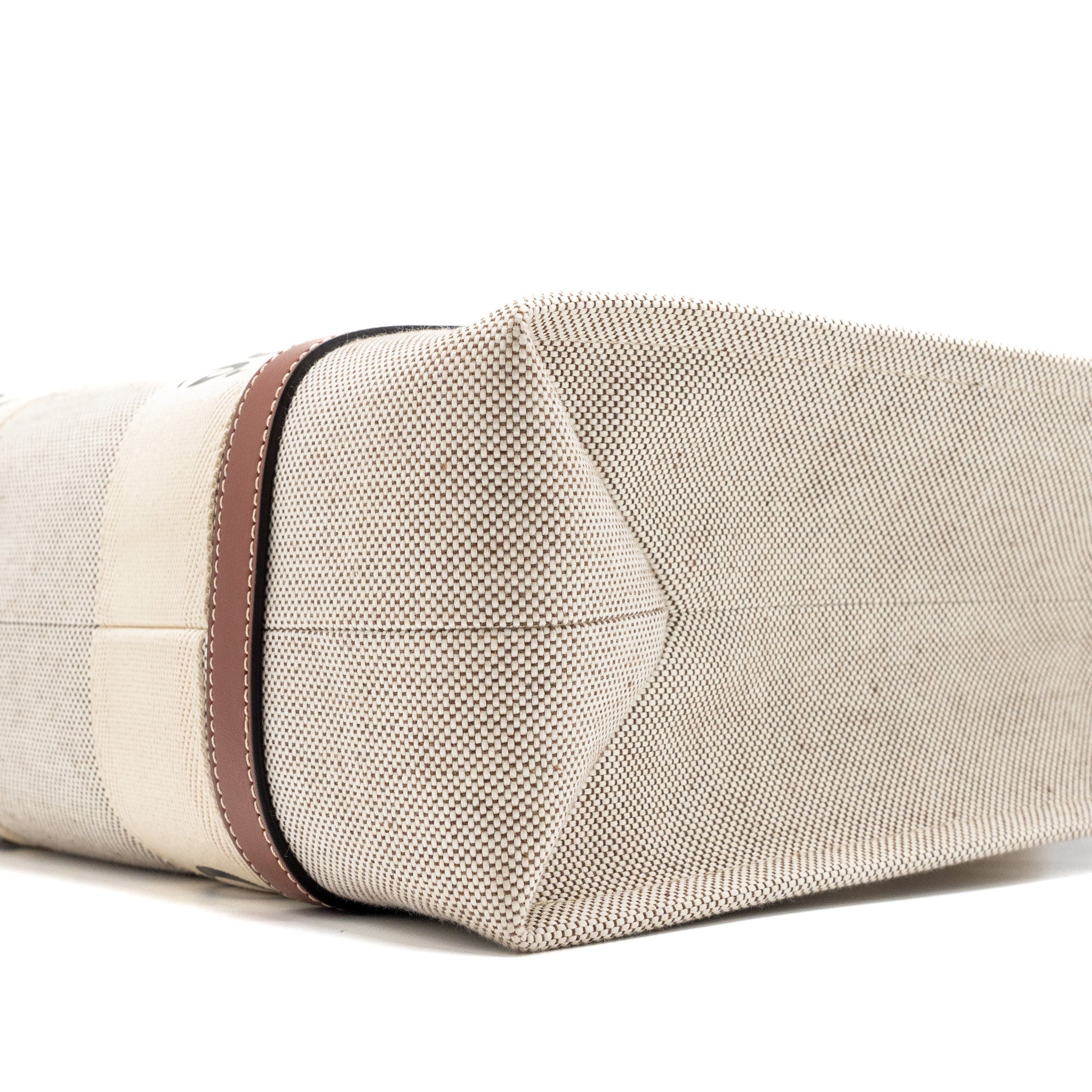 CHLOE WOODY TOTE BAG CANVAS IVORY / BROWN