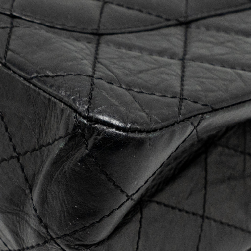 CHANEL 2.55 227 REISSUE DOUBLE FLAP BAG AGED CALFSKIN BLACK GHW
