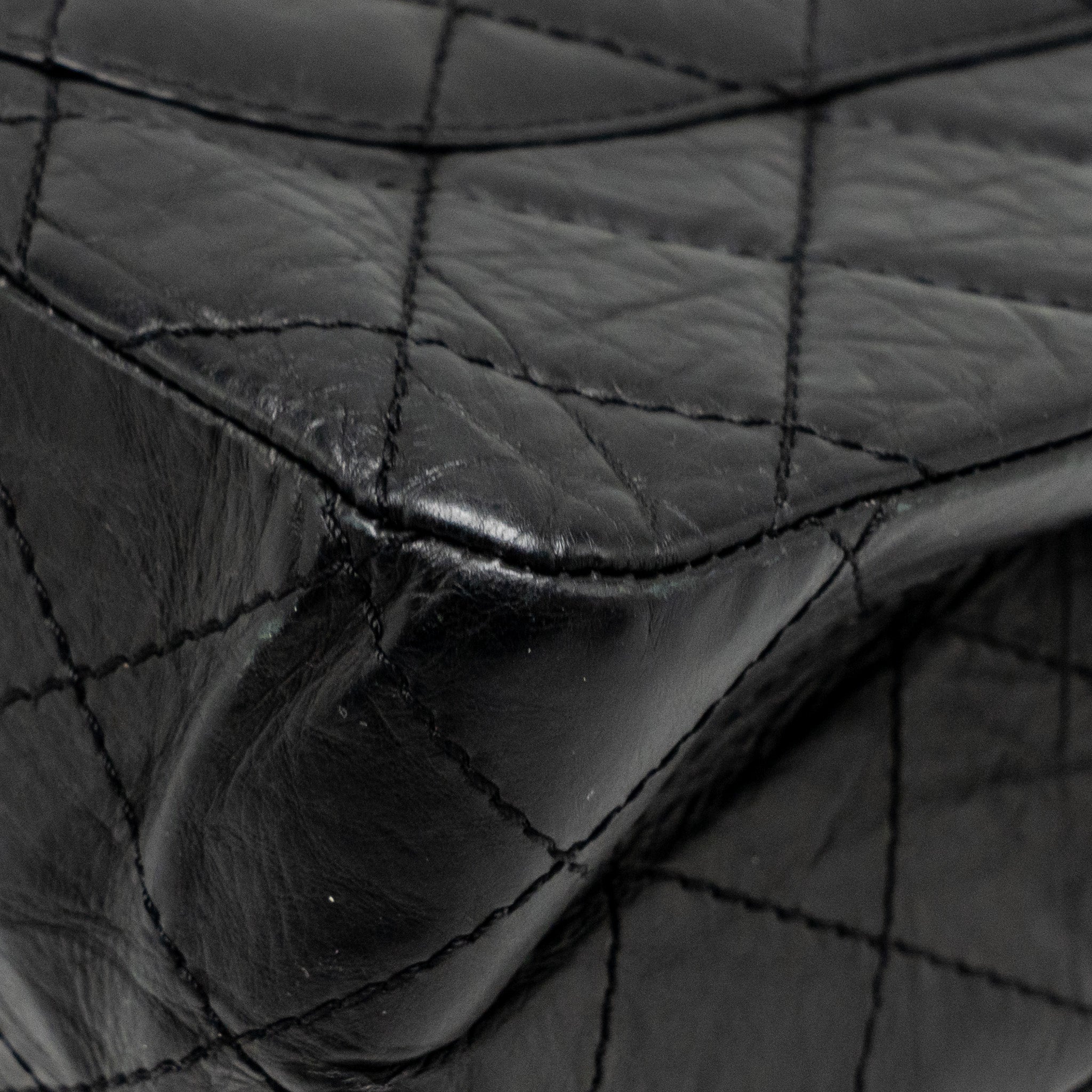 CHANEL 2.55 227 REISSUE DOUBLE FLAP BAG AGED CALFSKIN BLACK GHW