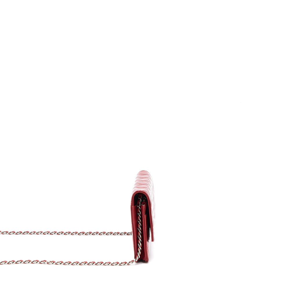 CHANEL WALLET ON CHAIN PATENT RED SHW