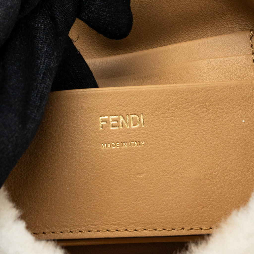 FENDI MINI BAGUETTE SHEEPSKIN BEIGE/ WHITE GHW