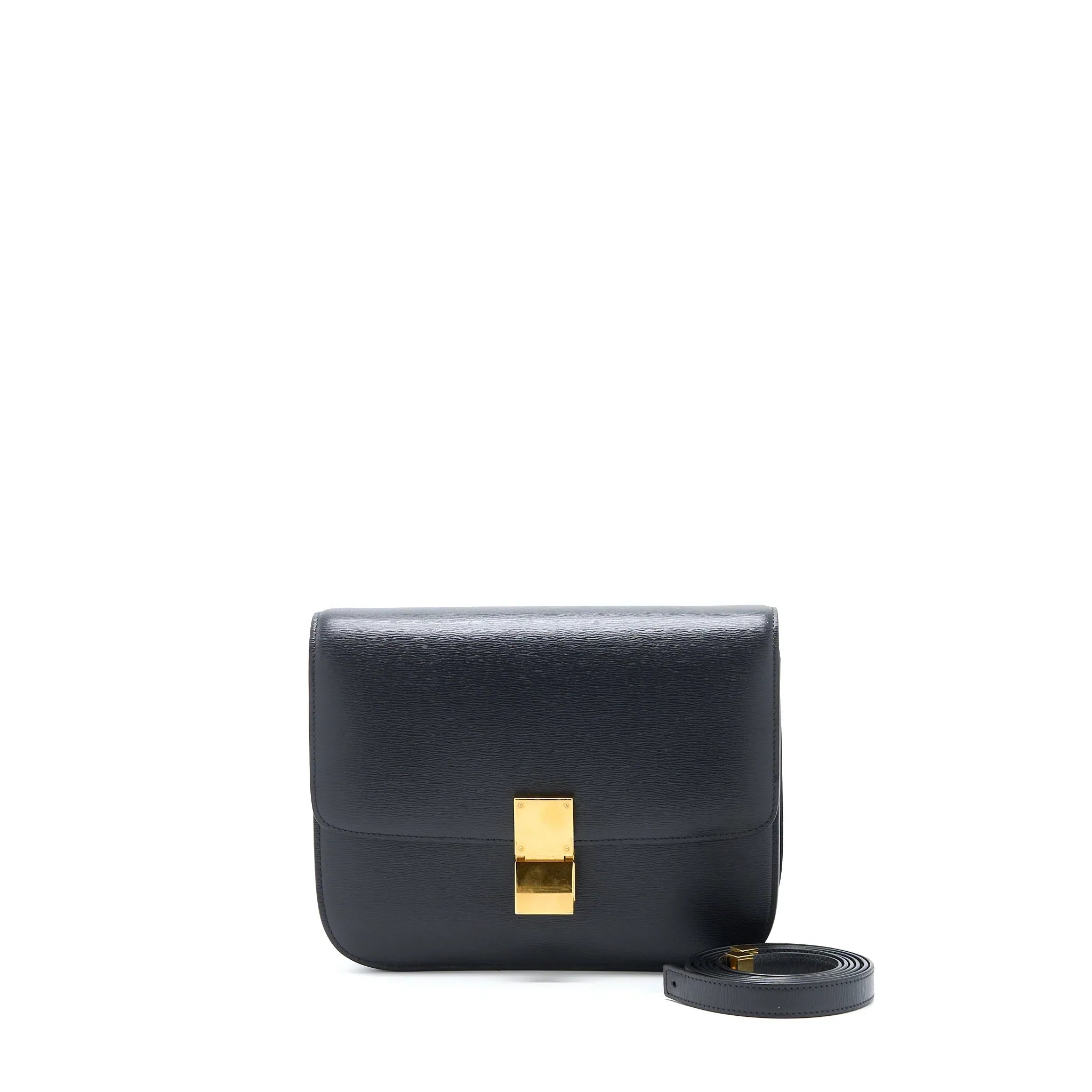 CELINE MEDIUM CLASSIC BOX CALFSKIN LIEGE ANTHRACITE GHW