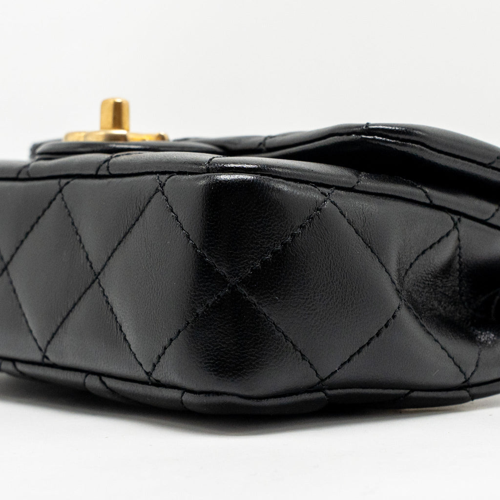 CHANEL 25C COCO LOVE ADJUSTABLE CHAIN SHINY LAMBSKIN BLACK GHW (MICROCHIP)