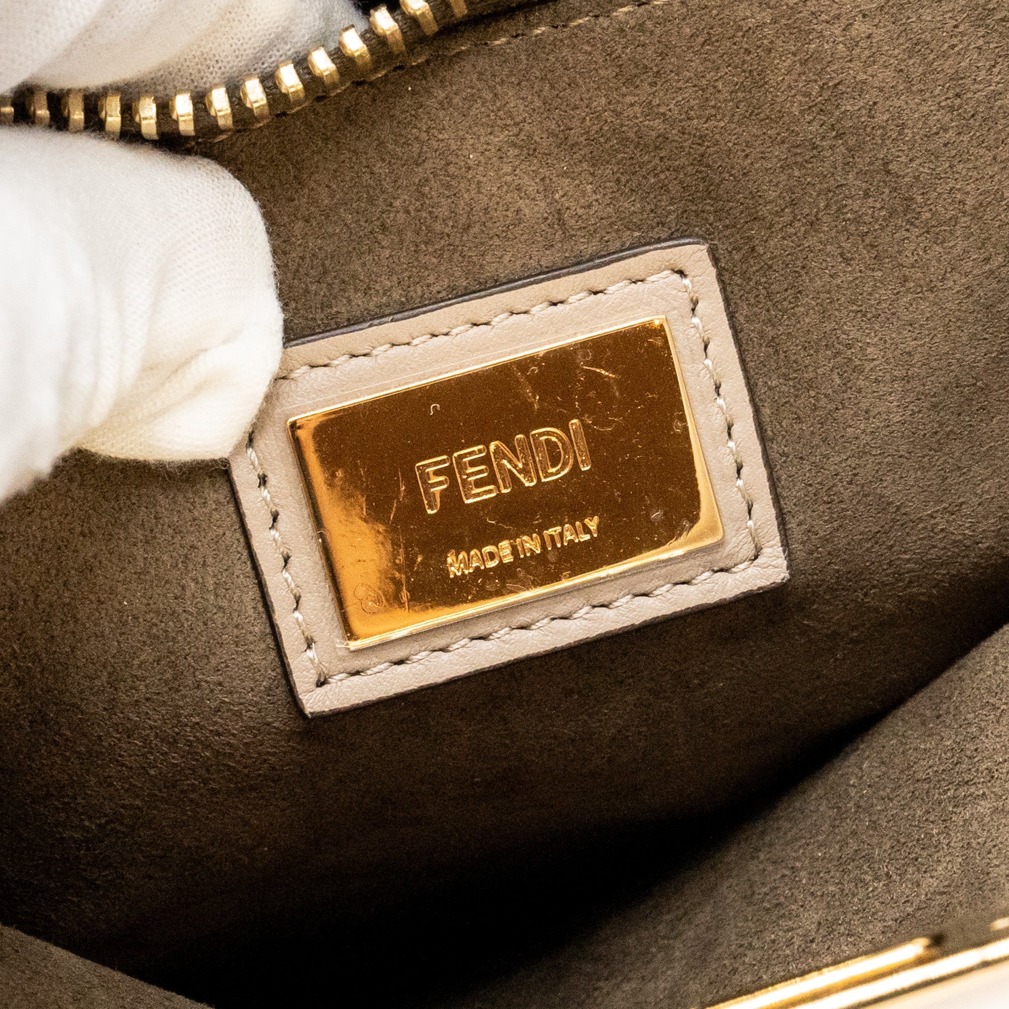 FENDI MEDIUM PEEKABOO BAG CALFSKIN BEIGE GHW