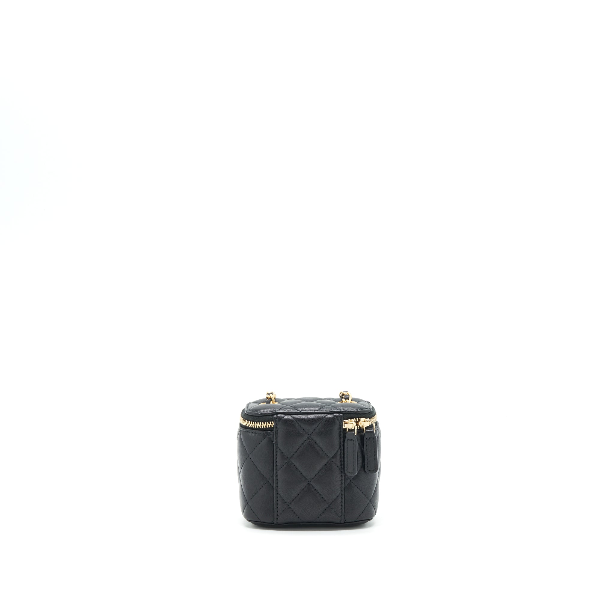 CHANEL PEARL CRUSH MINI VANITY WITH CHAIN LAMBSKIN BLACK GHW