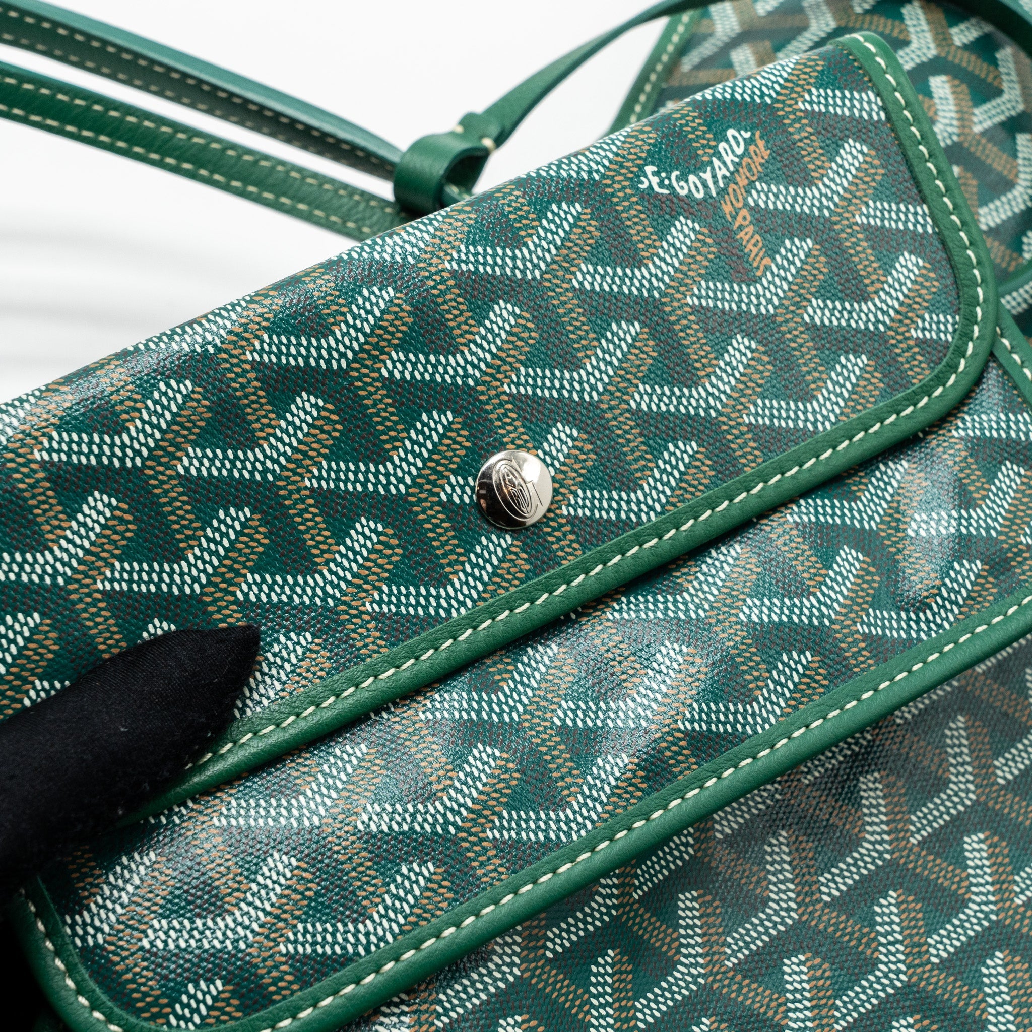 GOYARD SAINT LOUIS PM TOTE BAG GOYARDINE CANVAS GREEN SHW
