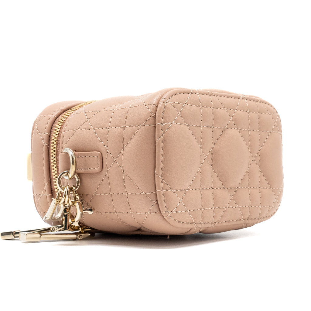 DIOR MICRO LADY DIOR VANITY CASE LAMBSKIN DARK BEIGE LGHW