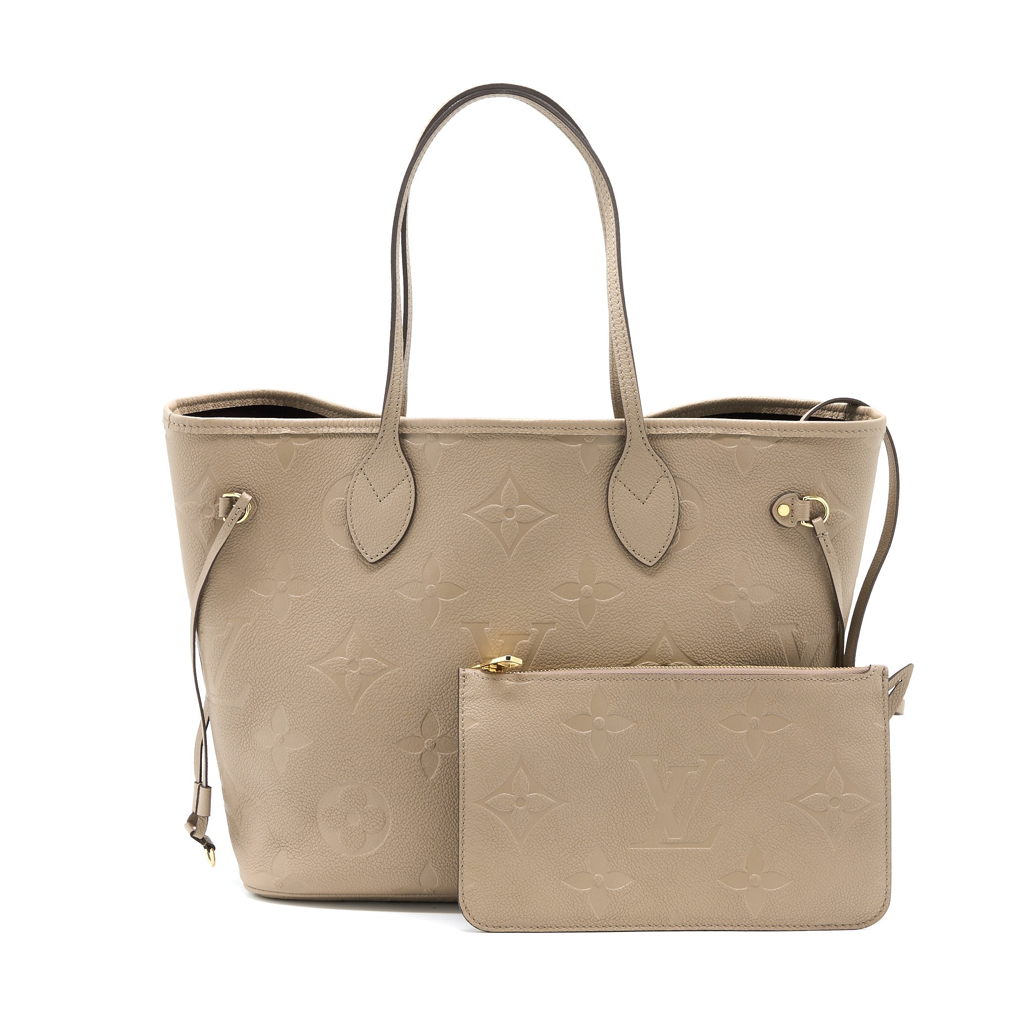 LOUIS VUITTON NEVERFULL MM MONOGRAM EMPREINTE TOURTERELLE GHW (NEW VERSION)