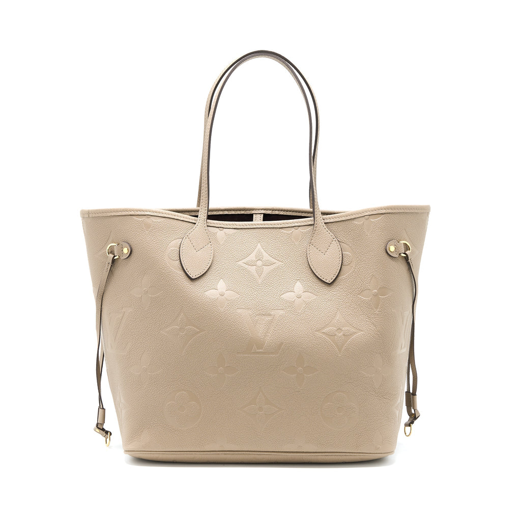 LOUIS VUITTON NEVERFULL MM MONOGRAM EMPREINTE TOURTERELLE GHW (NEW VERSION)