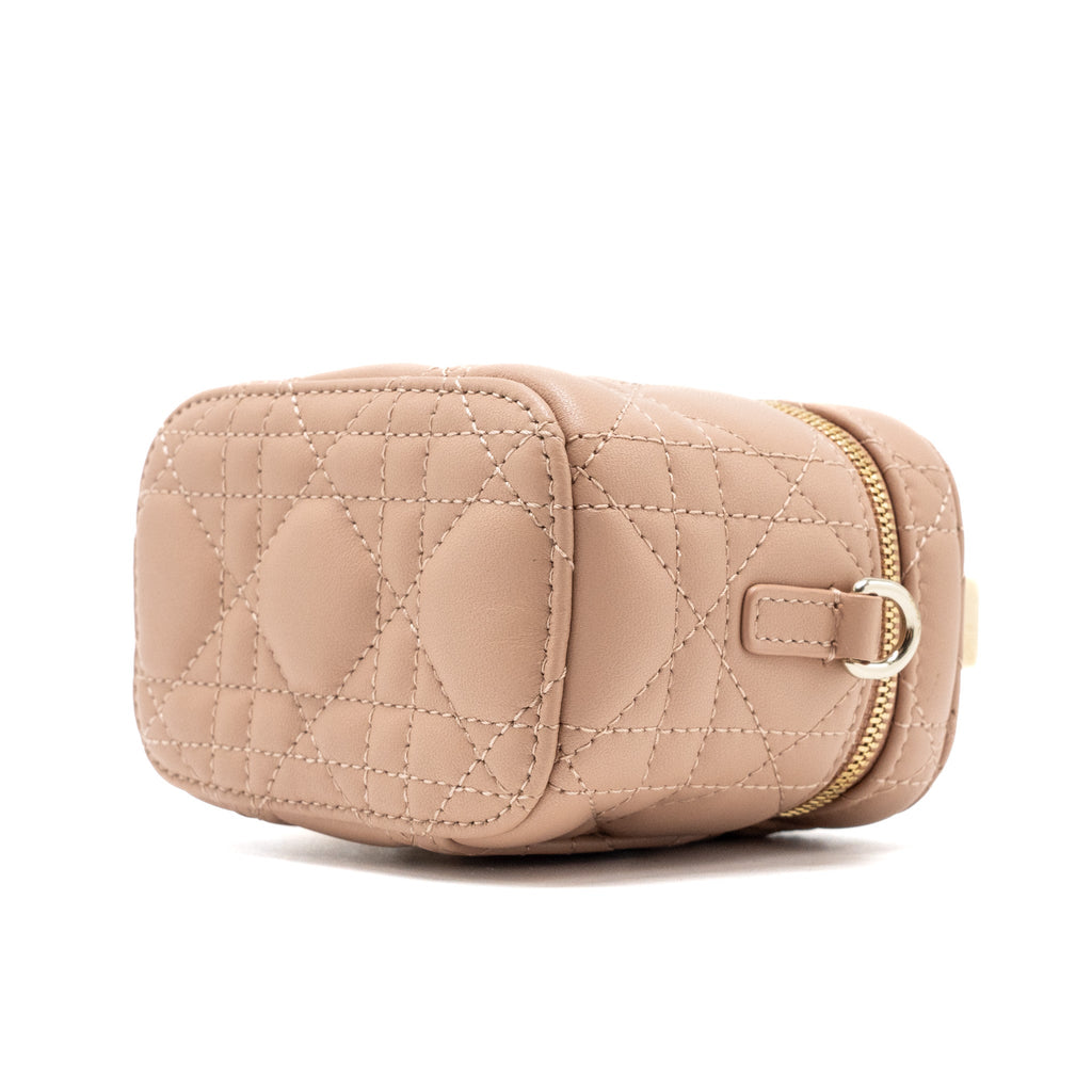DIOR MICRO LADY DIOR VANITY CASE LAMBSKIN DARK BEIGE LGHW