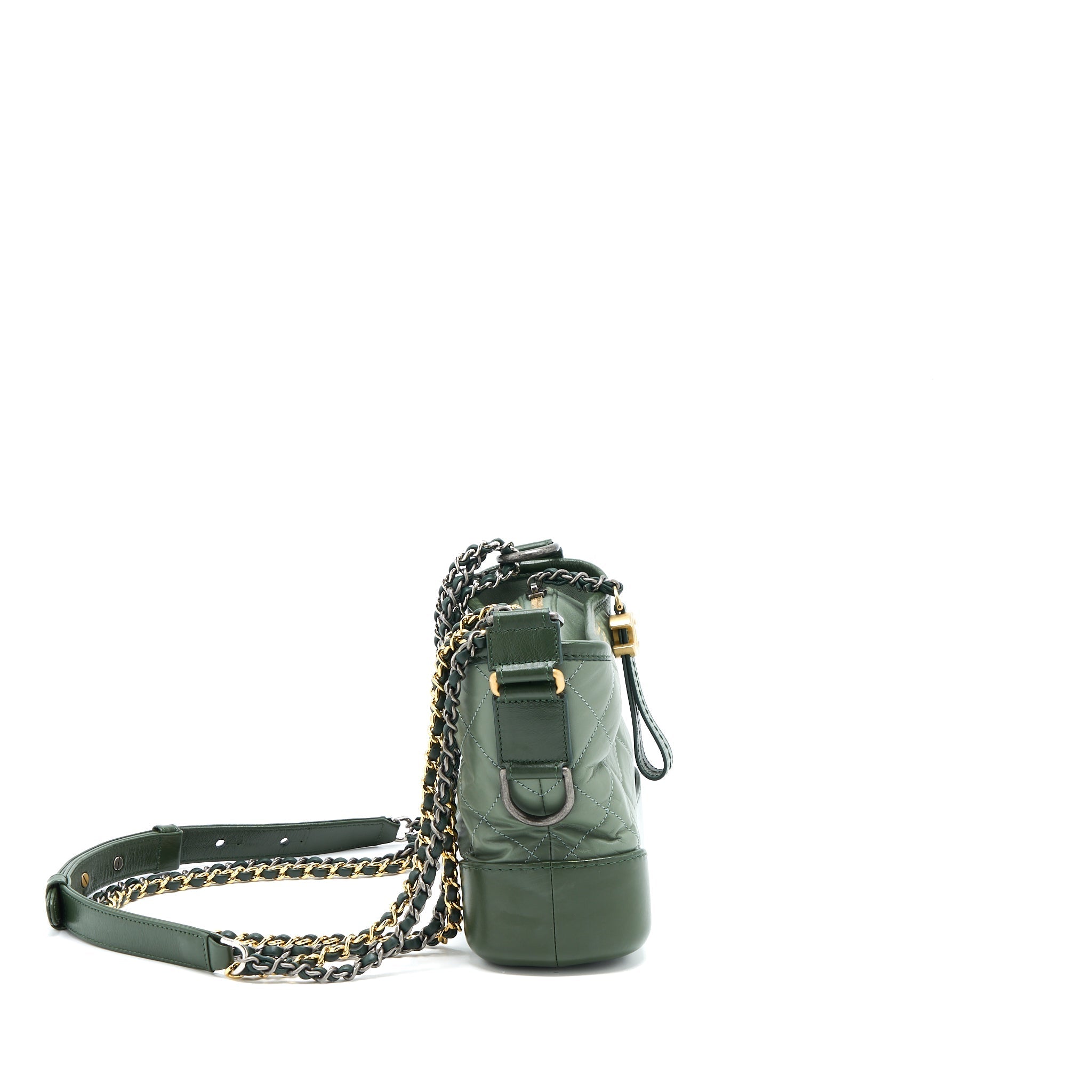 CHANEL SMALL GABRIELLE HOBO BAG AGED CALFSKIN MULTICOLOUR GREEN MULTICOLOUR HARDWARE