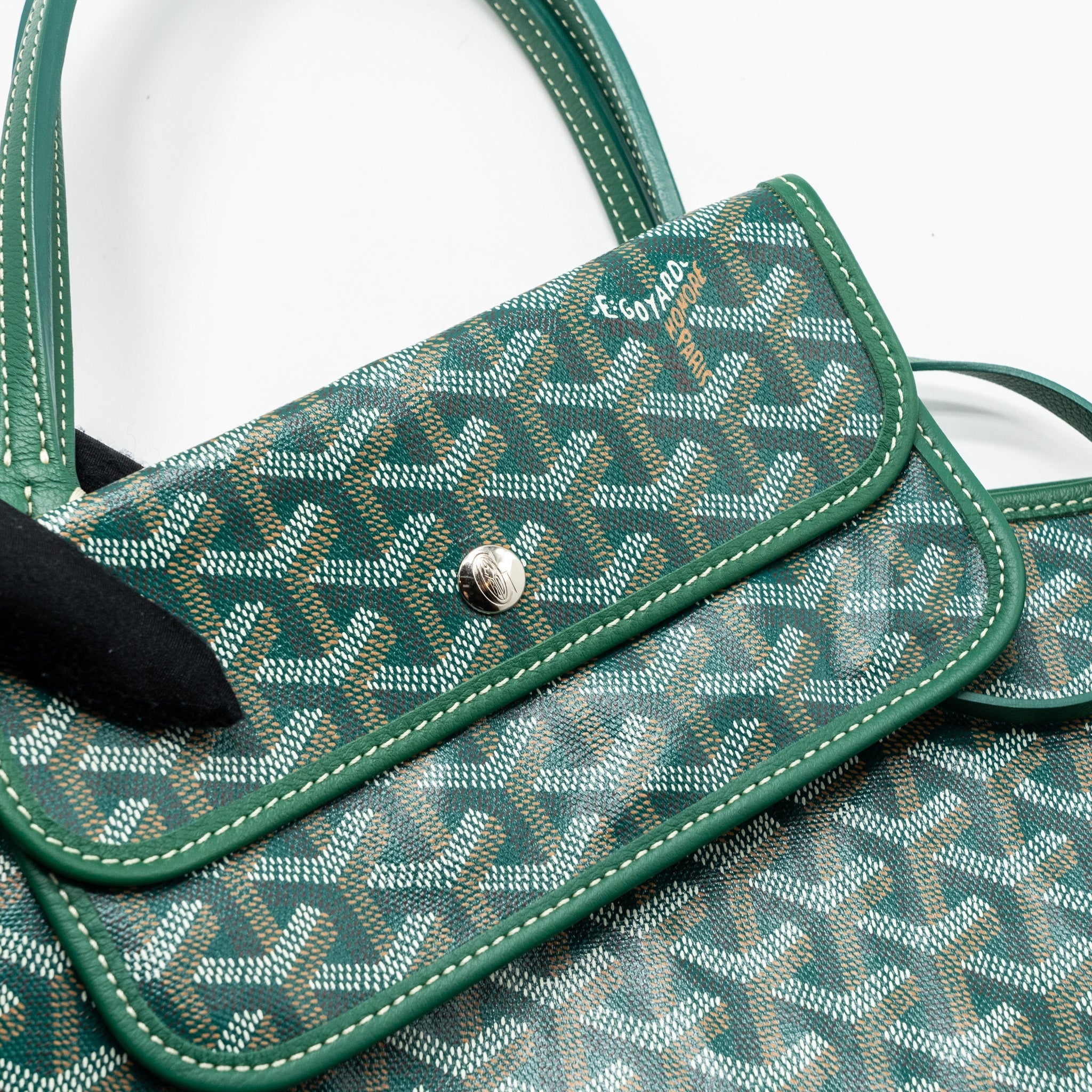 GOYARD SAINT LOUIS PM TOTE BAG GOYARDINE CANVAS GREEN SHW