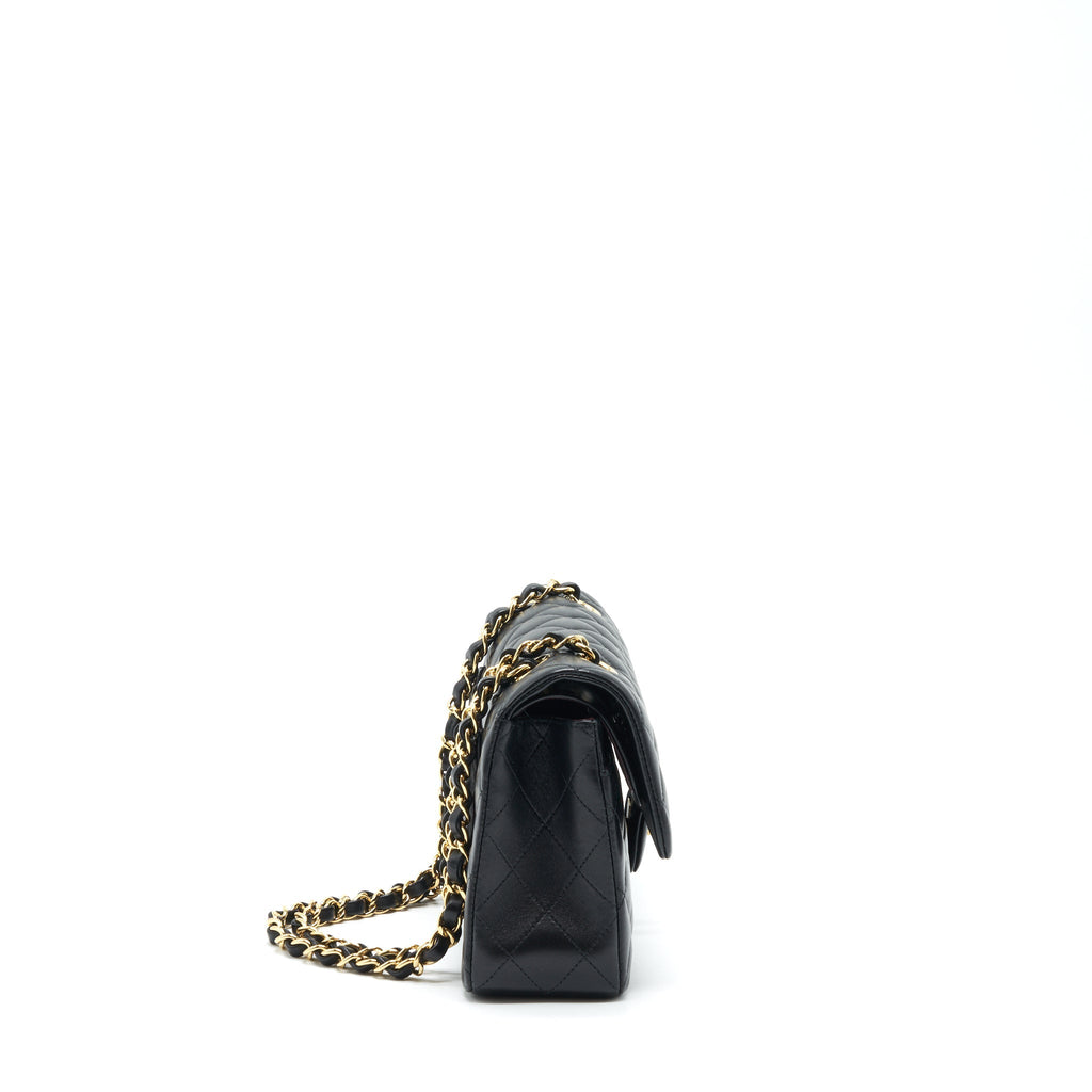 CHANEL SMALL CLASSIC DOUBLE FLAP BAG LAMBSKIN BLACK GHW