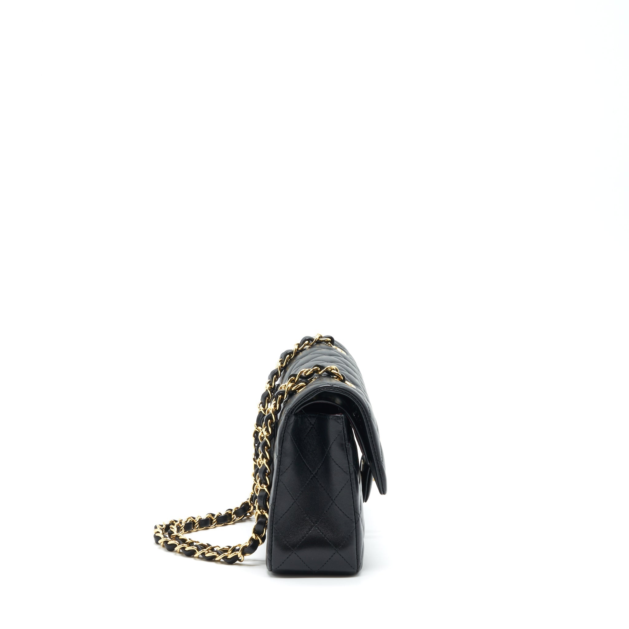 CHANEL SMALL CLASSIC DOUBLE FLAP BAG LAMBSKIN BLACK GHW