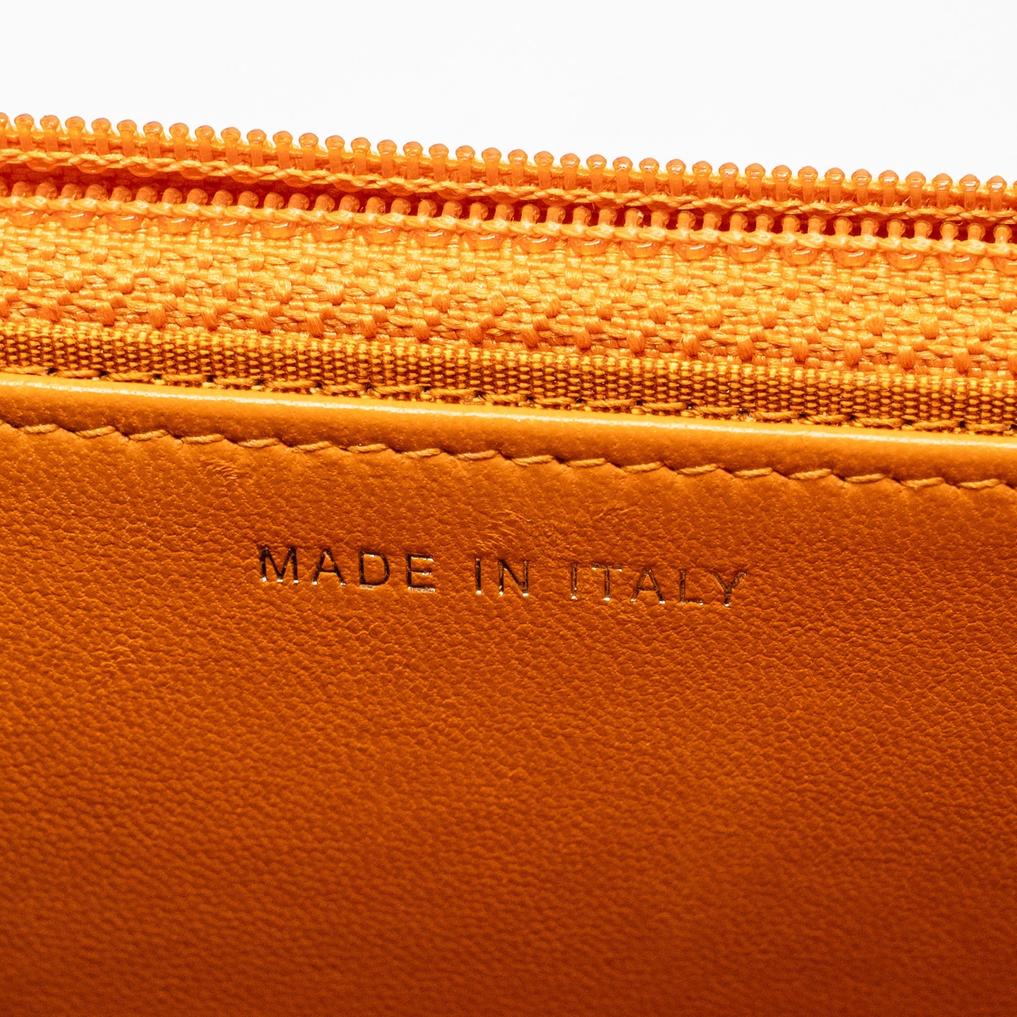 CHANEL BOY WALLET ON CHAIN LAMBSKIN ORANGE RUTHENIUM SILVER HARDWARE