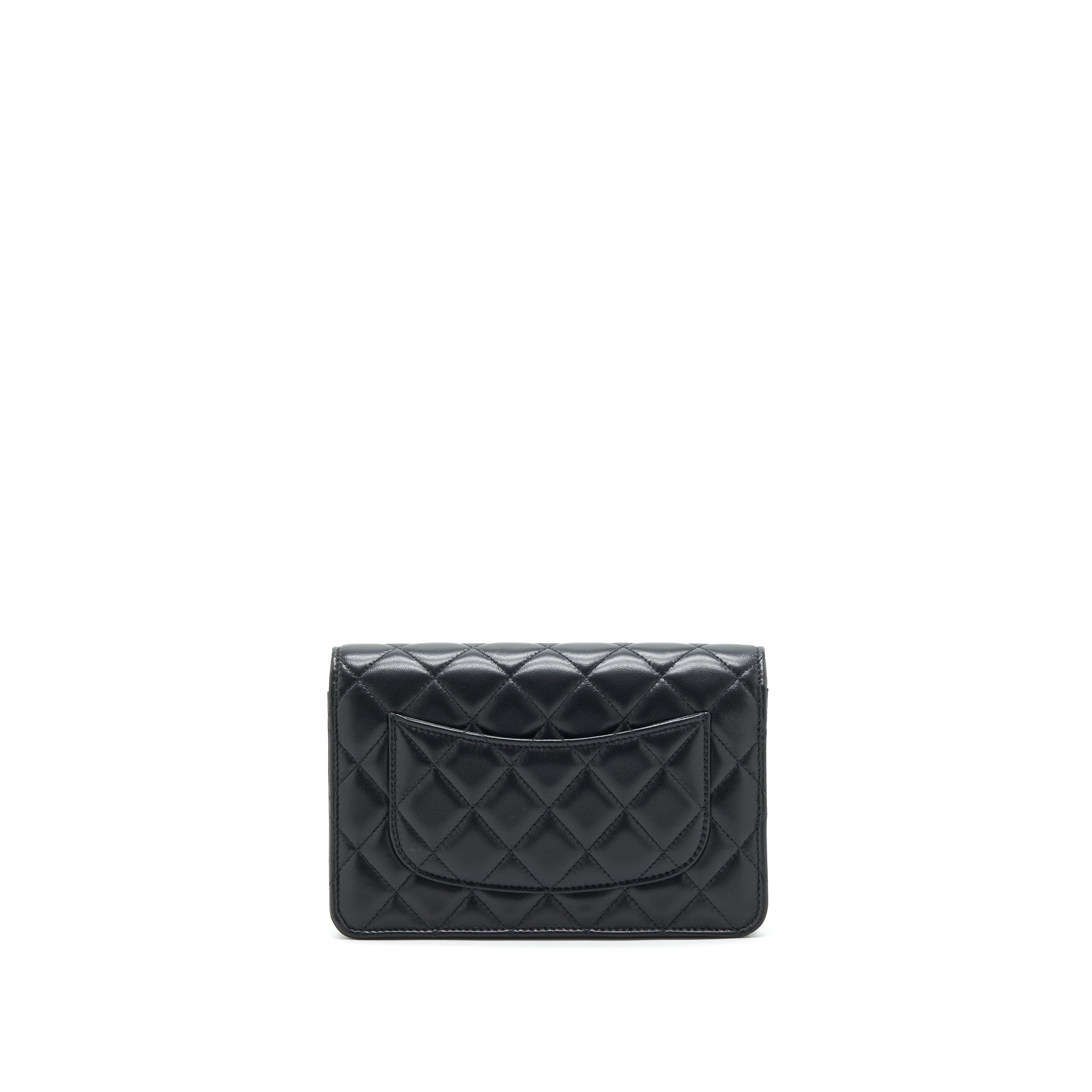 CHANEL 22S PEARL CRUSH WALLET ON CHAIN LAMBSKIN BLACK GHW (MICROCHIP)