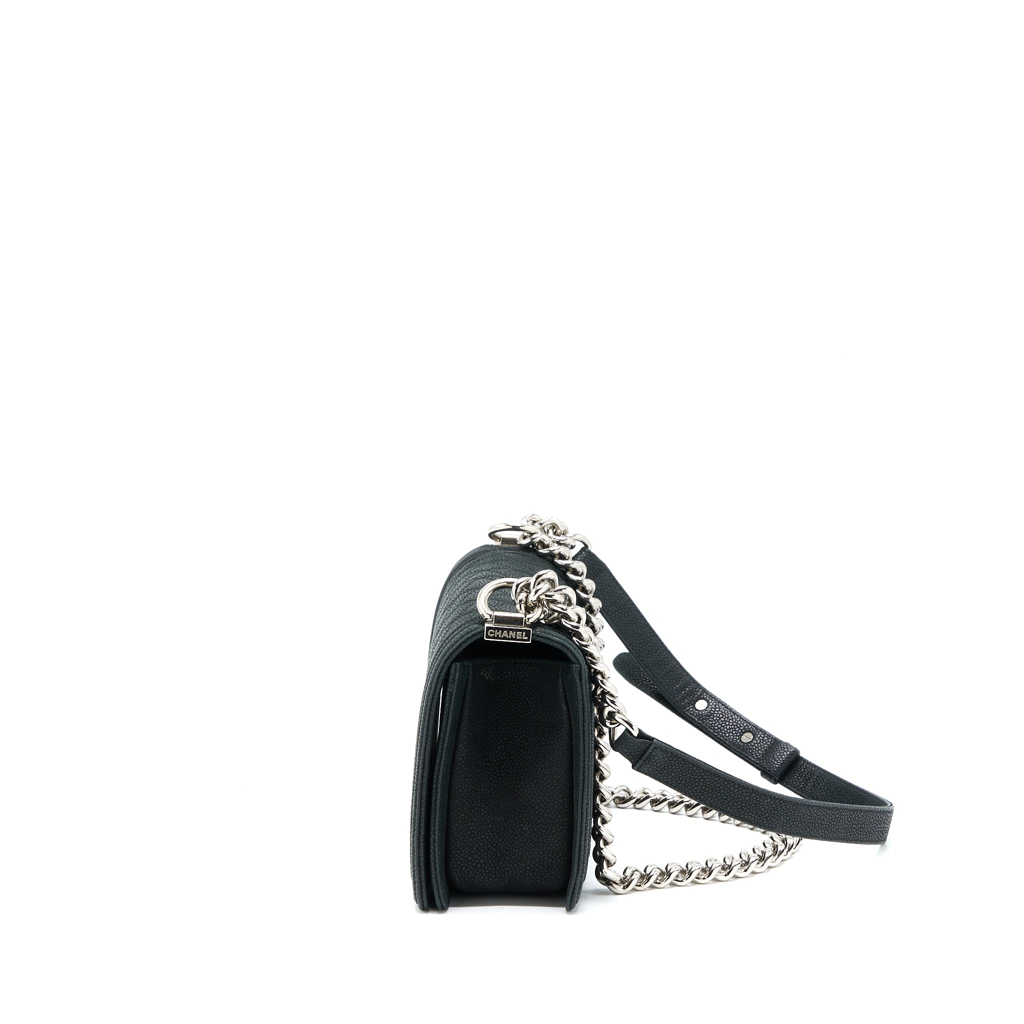CHANEL MEDIUM BOY BAG GRAINED CALFSKIN BLACK SHW