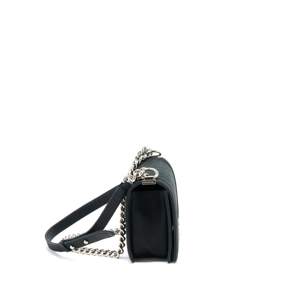CHANEL MEDIUM BOY BAG GRAINED CALFSKIN BLACK SHW