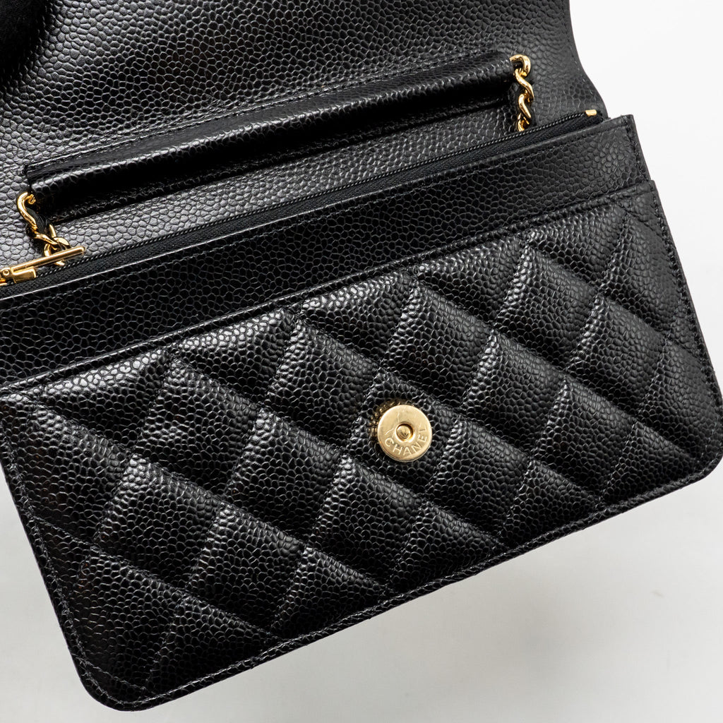 CHANEL CLASSIC WALLET ON CHAIN CAVIAR BLACK GHW
