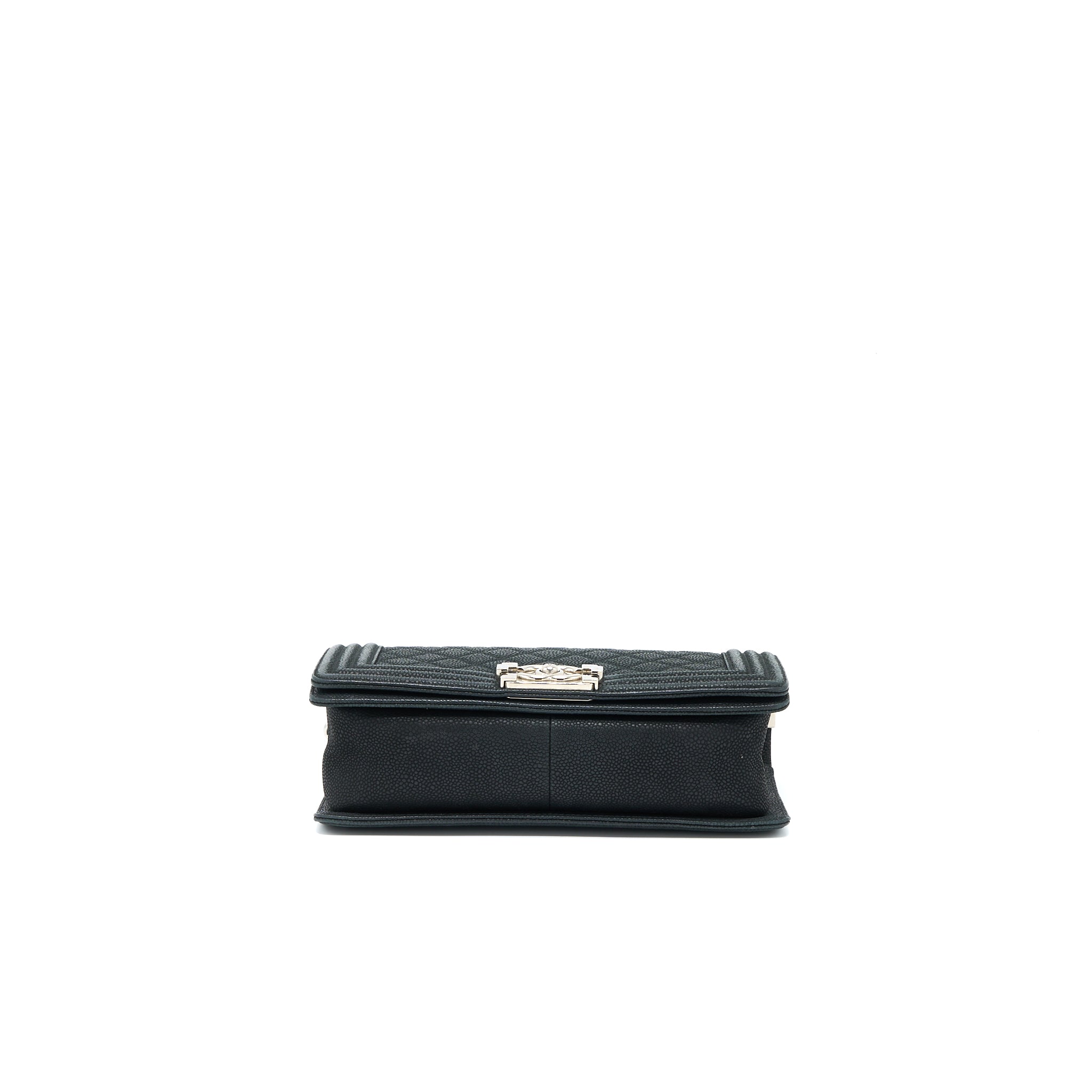 CHANEL MEDIUM BOY BAG GRAINED CALFSKIN BLACK SHW