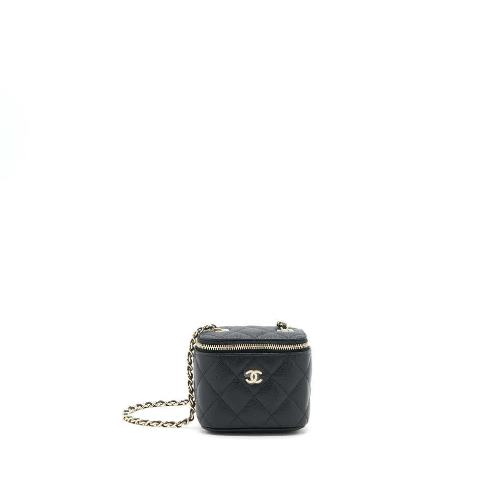 CHANEL MINI VANITY WITH CHAIN CAVIAR BLACK LGHW